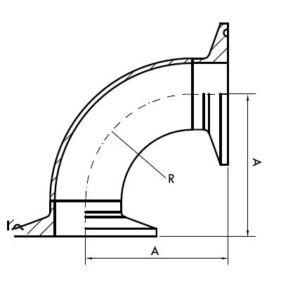 DT-4.1.1-3 (DT16), 90° Bends Clamp Ended